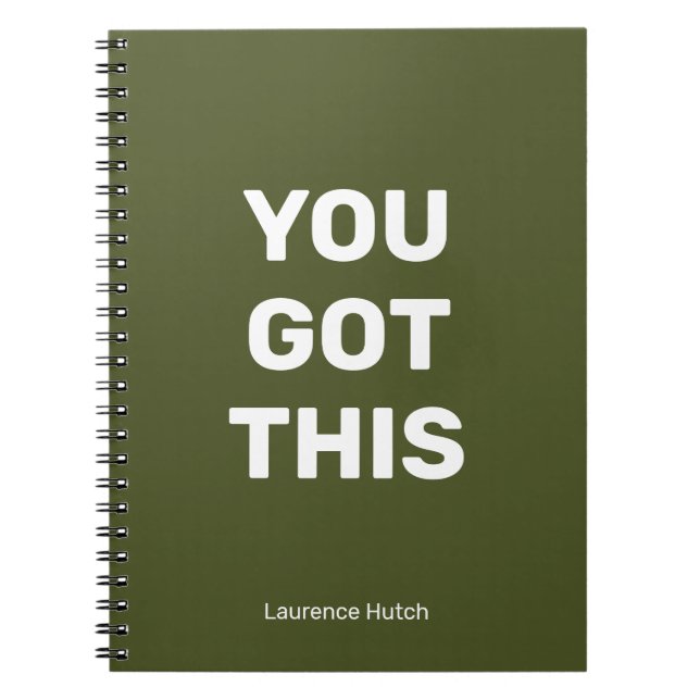 You Got This Green Minimalist | Your Name Notebook (Front)