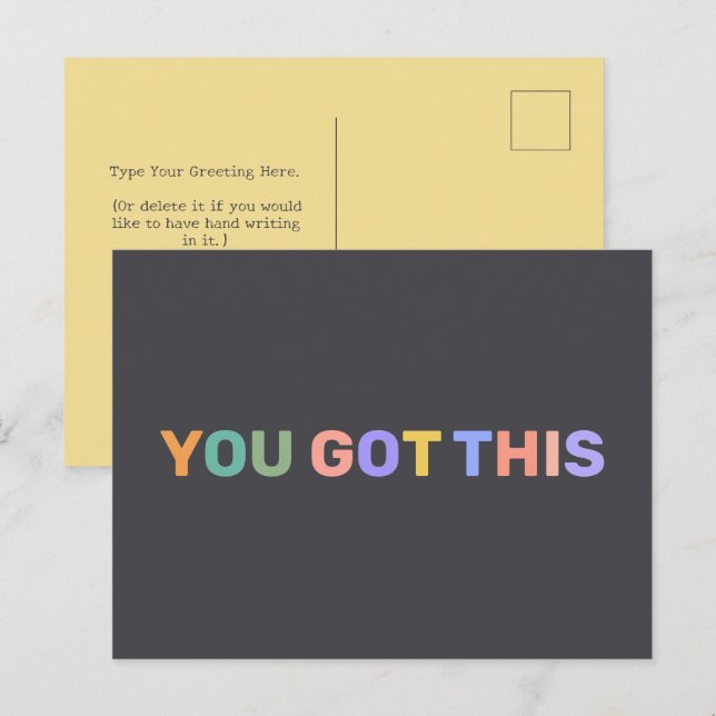 You Got This Modern Inspirational Quote Custom  Postcard (Front/Back)