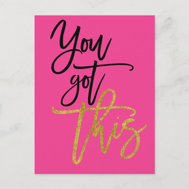 You Got This Motivational Quote Hot pink Postcard (Front)