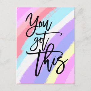 You Got This Motivational Quote Rainbow Pattern Postcard