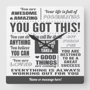 You Got This Motivational Quotes Square Wall Clock