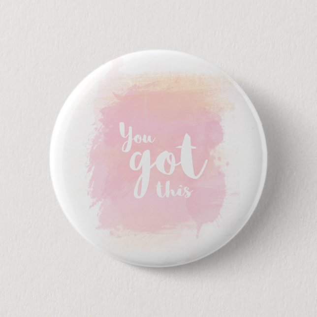 You got this pink calligraphy water colour 2 inch round button (Front)