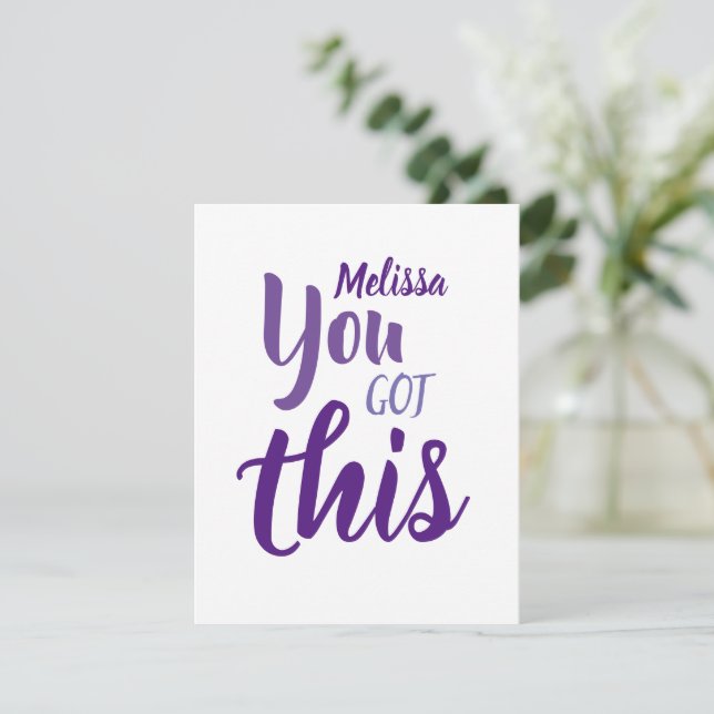 You Got This Quote Purple Personalized Name Flat Card (Standing Front)