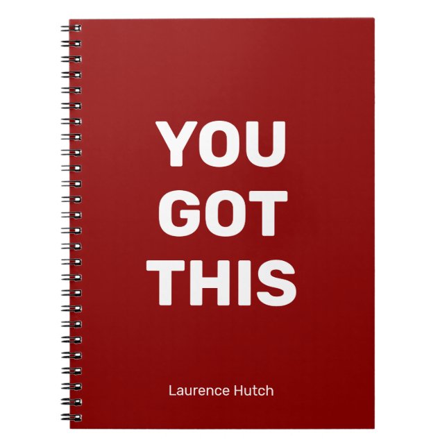 You Got This Red Minimalist | Your Name Notebook (Front)