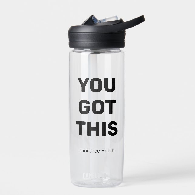 You Got This Simple Black Colour | Named Clear Water Bottle (Left)