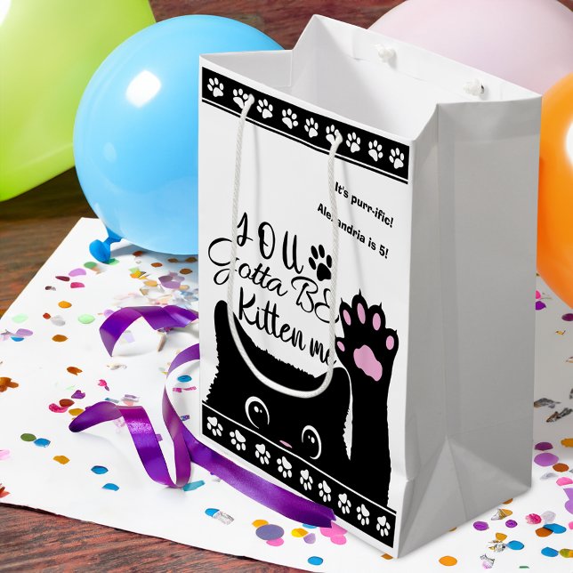 You Gotta Be Kitten Me Funny Cat Pattern Birthday Medium Gift Bag (Creator Uploaded)
