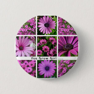You Grow Girl Pun Daisy Congratulation Collage 2 Inch Round Button
