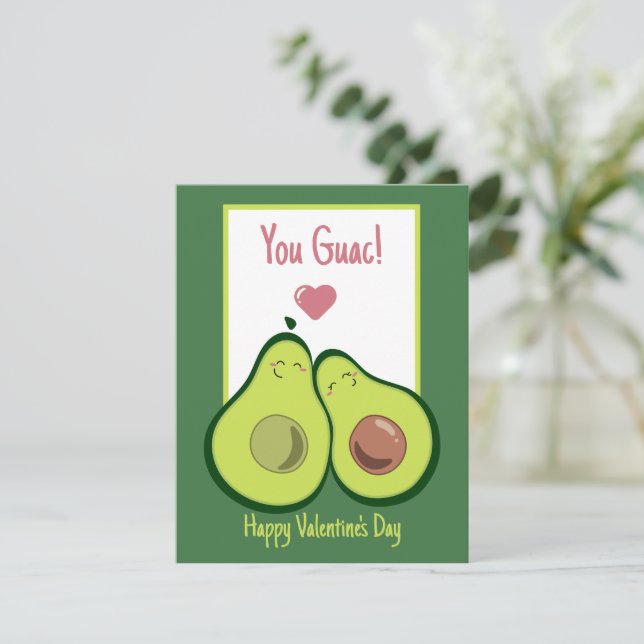 You Guac! Avocado Love, Valentine's  Card (Standing Front)