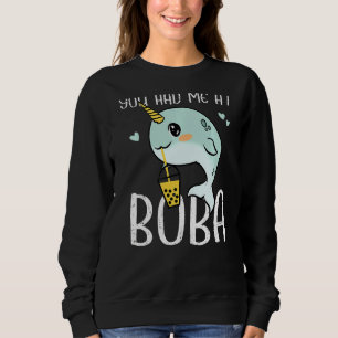 You Had Me At Boba Narwhal Cute Kids Bubble Tea Sweatshirt