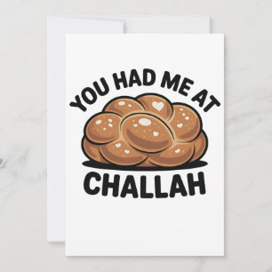 You Had Me at Challah Jewish Jew Hanukkah  Thank You Card