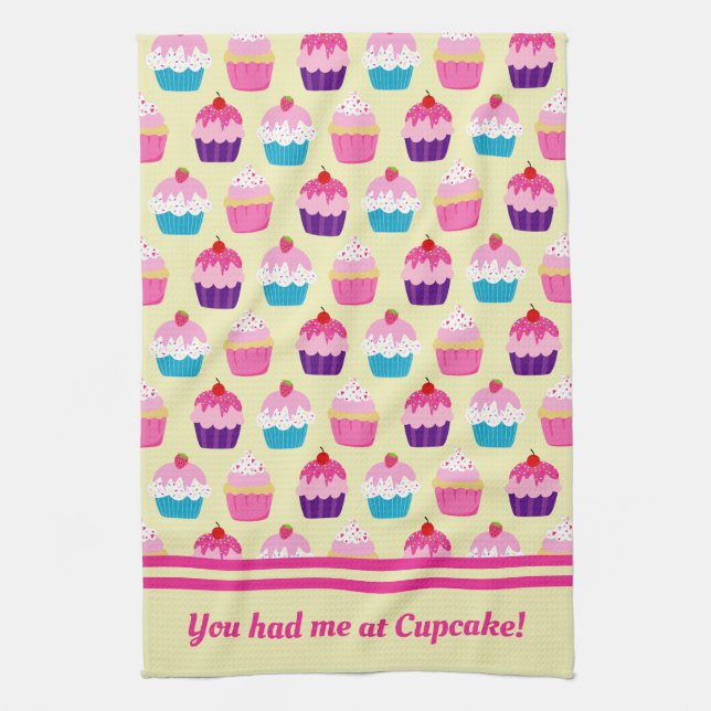 You Had Me At Cupcake  Kitchen Towel (Vertical)