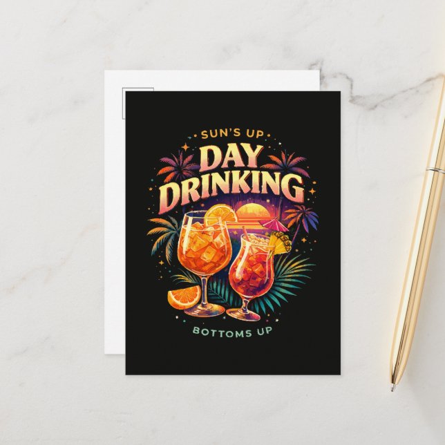 You Had Me at Day Drinking Announcement Postcard (Front/Back In Situ)