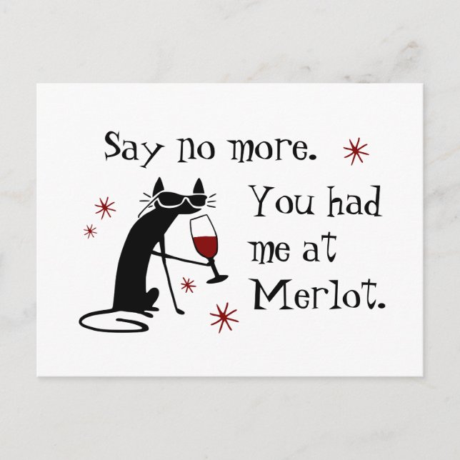 You Had Me at Merlot Funny Wine Pun Postcard (Front)
