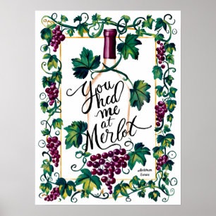 You Had Me At Merlot Red Wine Lover Custom Poster