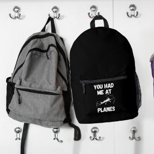 You Had me at Planes, Funny, Simple Aviation Printed Backpack