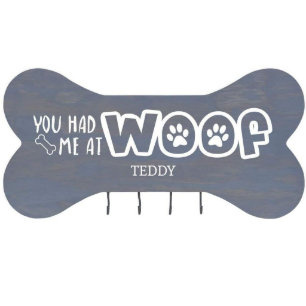 You Had Me at Woof Grey Dog Bone Leash Rack