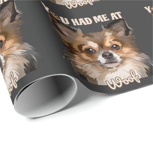 You Had Me At Woof | Pomeranian Dog Lovers  Wrapping Paper (Roll Corner)