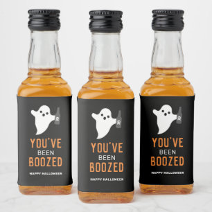 You Have Been Boozed Ghost Orange Halloween Liquor Bottle Label