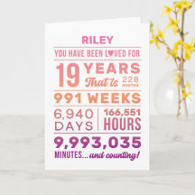 You Have Been Loved 19 Years Birthday Card