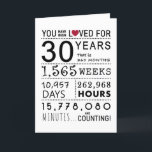 You Have Been Loved 30th Birthday Card<br><div class="desc">This birthday card is the perfect way to show just how long you have loved someone on their birthday. Mark that special day with a milestone birthday card.</div>