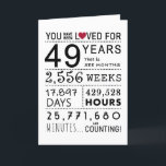 You Have Been Loved 49th Birthday Card<br><div class="desc">This birthday card is the perfect way to show just how long you have loved someone on their birthday. Mark that special day with a milestone birthday card.</div>