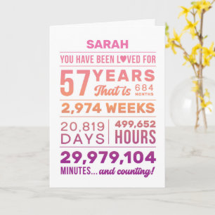 You Have Been Loved 57 Years, Custom Name Birthday Card
