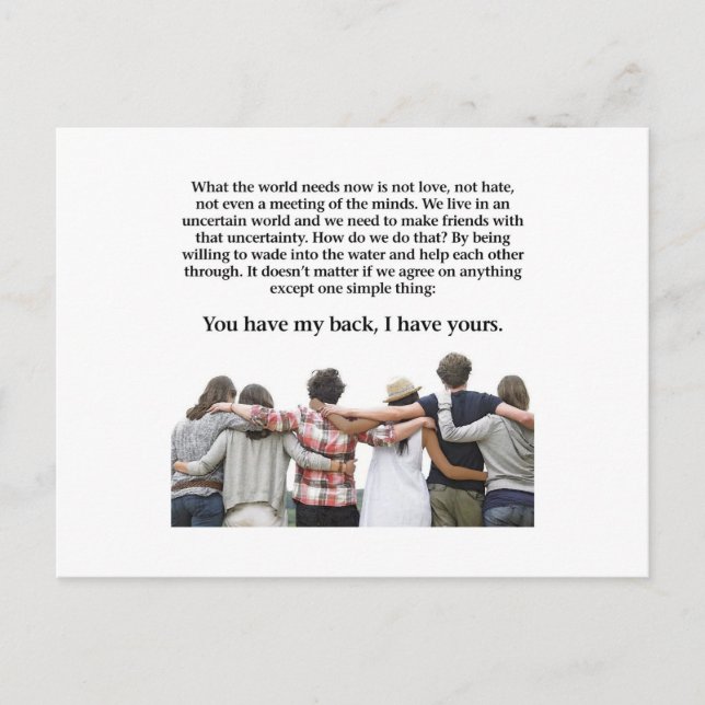 You Have My Back, I have Yours Postcard (Front)