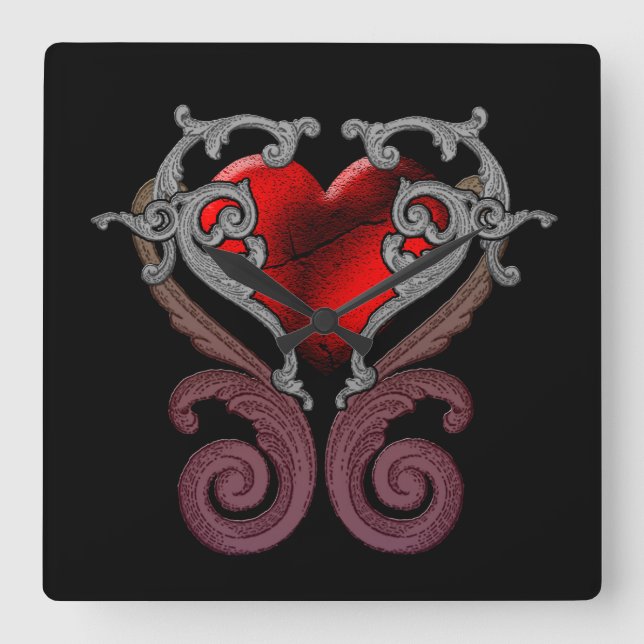 You Have My Heart (Red) Square Wall Clock (Front)