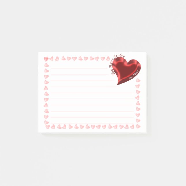 "You Have Stolen My Heart" Valentine Post-it Notes (Front)