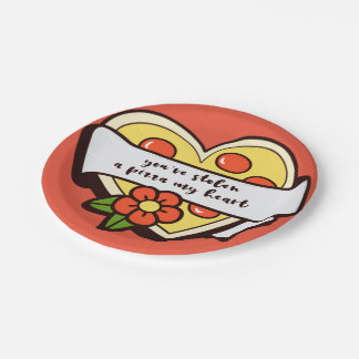 you have stolen my pizza heart paper plate