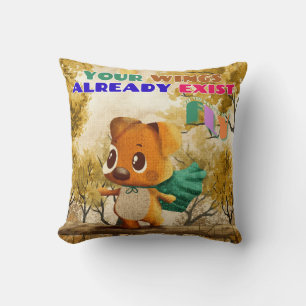 You Have Wings Just Fly Tiny Dog Inspiring Quote Throw Pillow