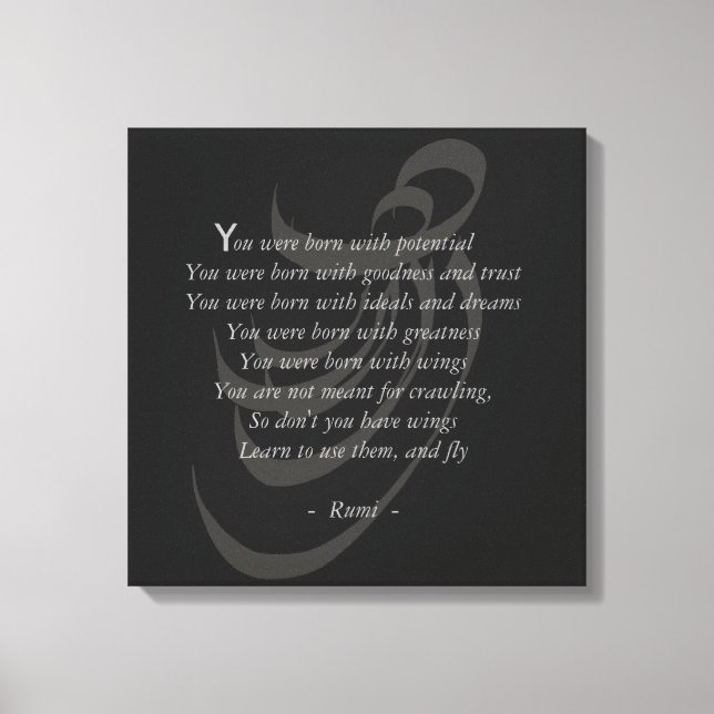 You have wings Rumi wisdom Canvas Print (Front)