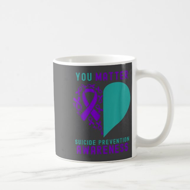 You - Heart &amp; Ribbon Design Suicide Prevention Coffee Mug (Right)
