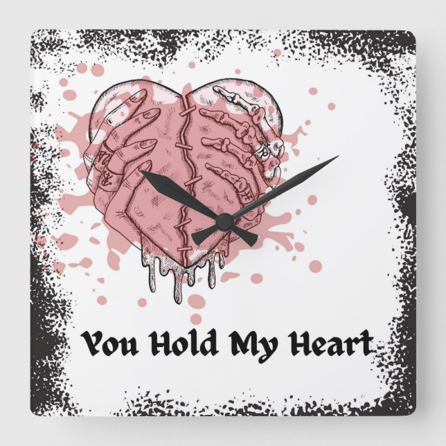 You Hold My Heart Square Wall Clock (Front)