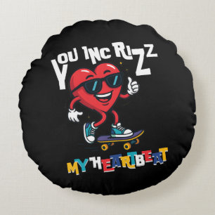 You Inc Rizz my Heartbeat - Cute skateboard heart Round Pillow