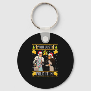 You Just Fold It In Christmas Xmas Pajamas Christm Keychain