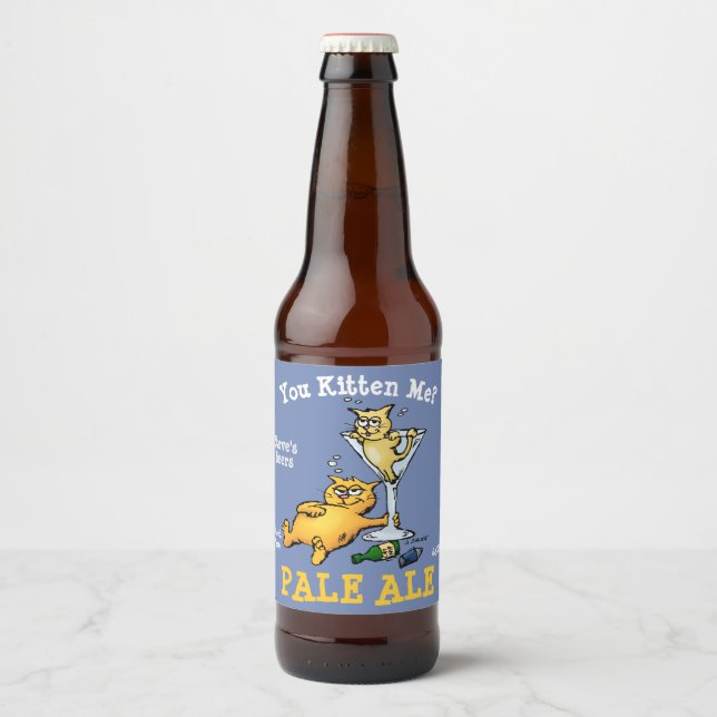 You Kitten Me Custom Cartoon Beer Bottle Label (Front)