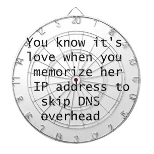 You know it's love when you memorize her IP number Dartboard