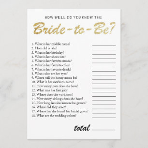 You know the bride bridal shower game gold invitation