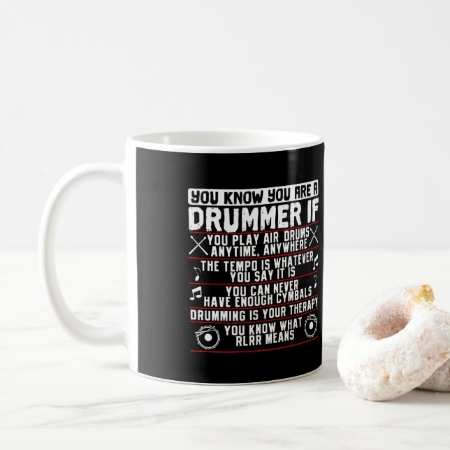 You Know You Are A Drummer If Drummer Musician Coffee Mug (With Donut)