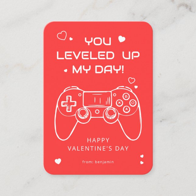 You Leveled Up My Day Gamer Valentine Card (Front)