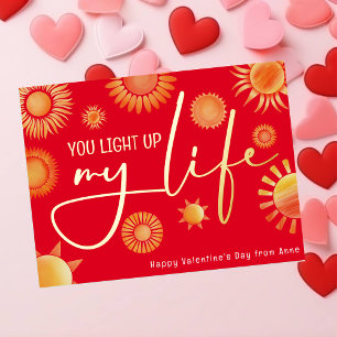 You light up my life Valentine's day Foil Holiday Postcard
