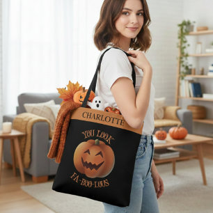 You Look Fa-Boo-Lous Personalized Halloween Tote Bag