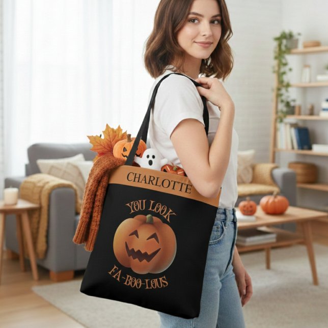 You Look Fa-Boo-Lous Personalized Halloween Tote Bag (You Look Fa-Boo-Lous Personalized Halloween Tote Bag - Just add your name!)