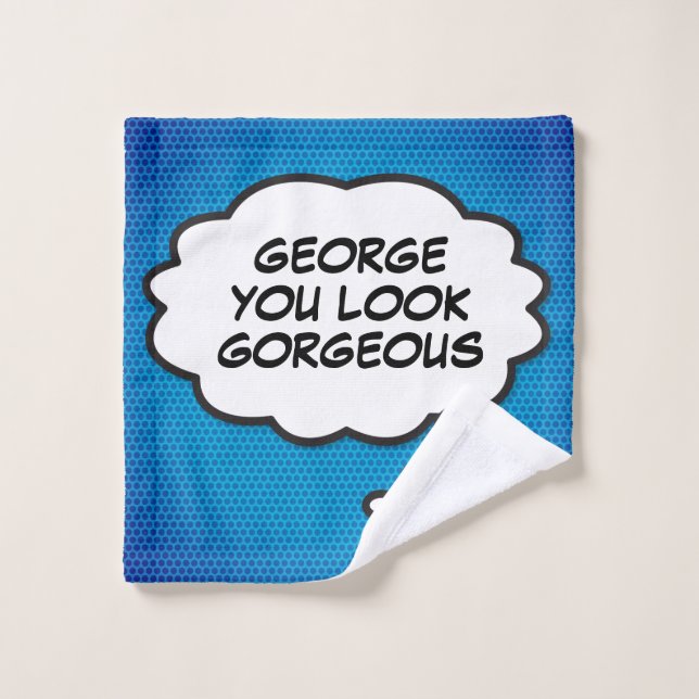 YOU LOOK GORGEOUS Think Bubble Fun Comic Book Bath Towel Set (Wash Cloth)