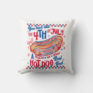 You Look Like The 4th Of July Funny Hot Dog Design Throw Pillow