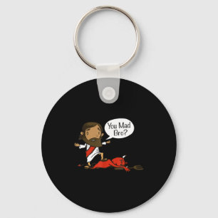 You Mad Bro - Funny Christian Jesus And Devil  Keychain
