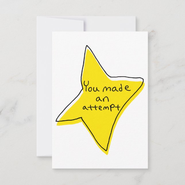 You Made An Attempt - Yellow Star Thank You Card (Front)