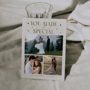 You Made It Special Wedding Photo Cream Thank You Card