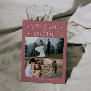 You Made It Special Wedding Photo Pink Thank You Card